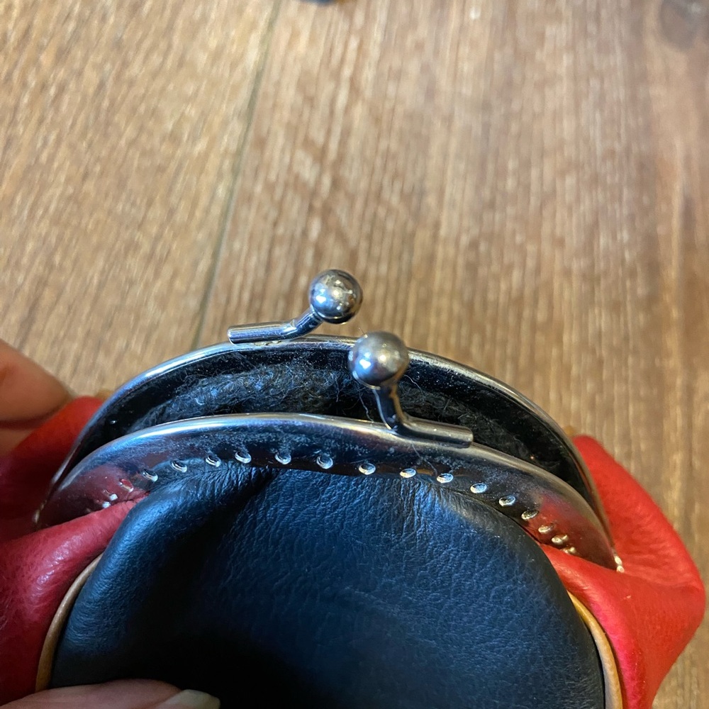 Vintage Leather Style Black and Red Coin Purse HandMade NWOT - Picture 9 of 11